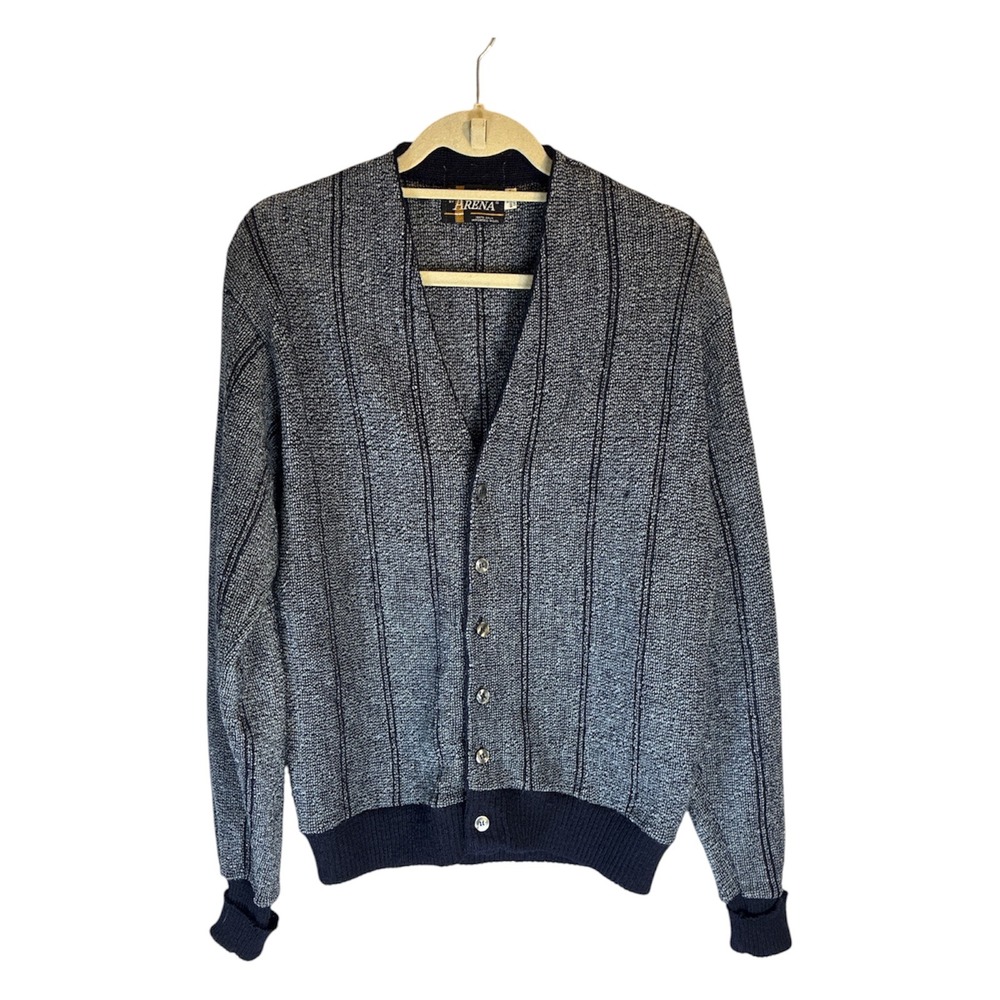 Vintage 60s Knitwear of Distinction by Arena 2 Ply Wool Cardigan Sweater Mens XL